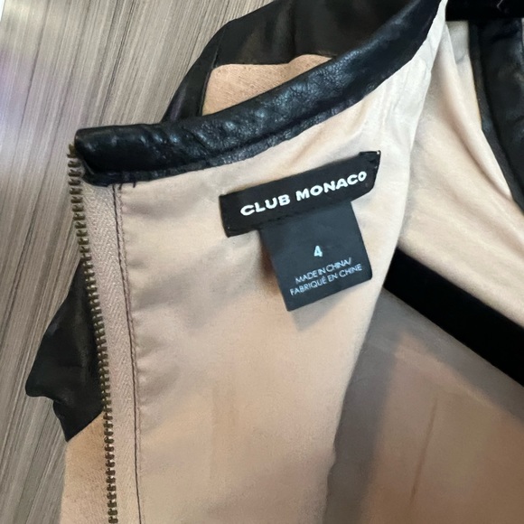 Club Monaco Wool Blend Lined Dress with Leather Trim Size 4 - Picture 6 of 6
